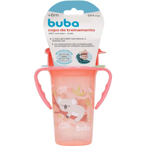 BUBA COPO 360 COM ALCA REMOVIVEL ROSA 300ML