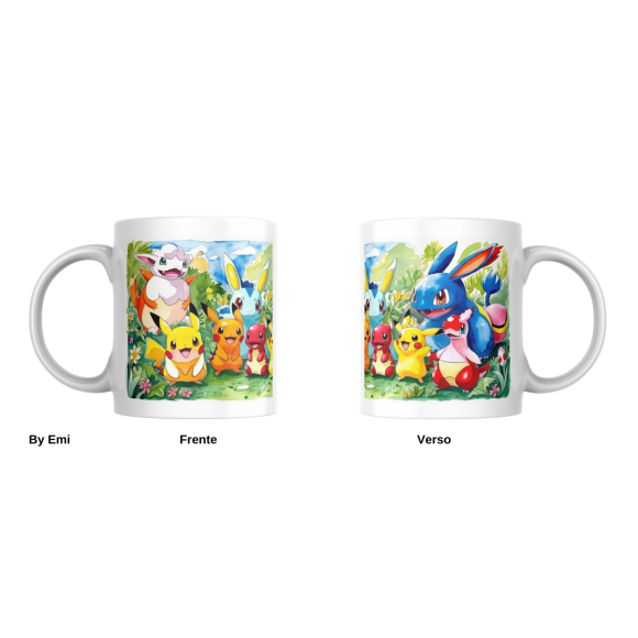 EMI CANECA DE PORCELANA COLEÇÃO DE AQUARELA POKEMON